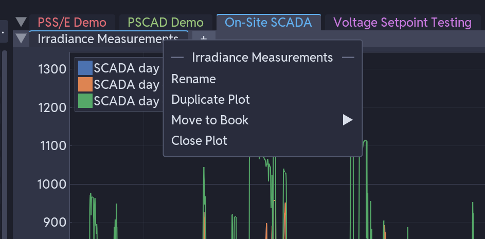 Book and plot tab bars